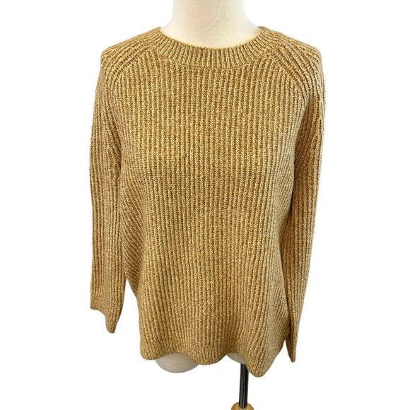 NWOT BP Plaited Stitch Recycled Blend Crewneck Sweater in Tan Boulder (S) - Picture 4 of 12